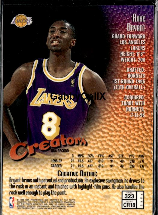 1997-98 Finest #323 Kobe Bryant #98x7 - Back