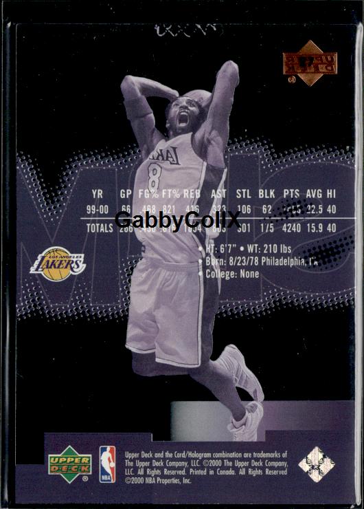 2000-01 Upper Deck Slam #27 Kobe Bryant
