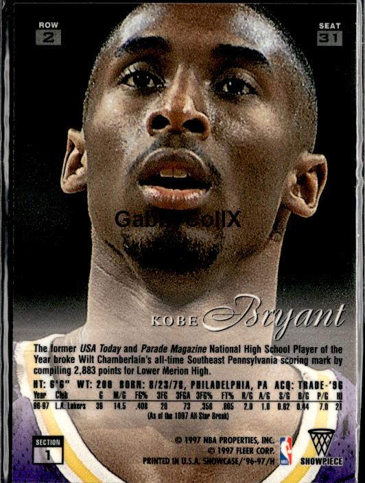 1996-97 Flair Showcase #31 Kobe Bryant