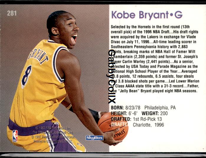 1996-97 Hoops #281 Kobe Bryant