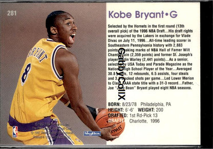1996-97 Hoops #281 Kobe Bryant