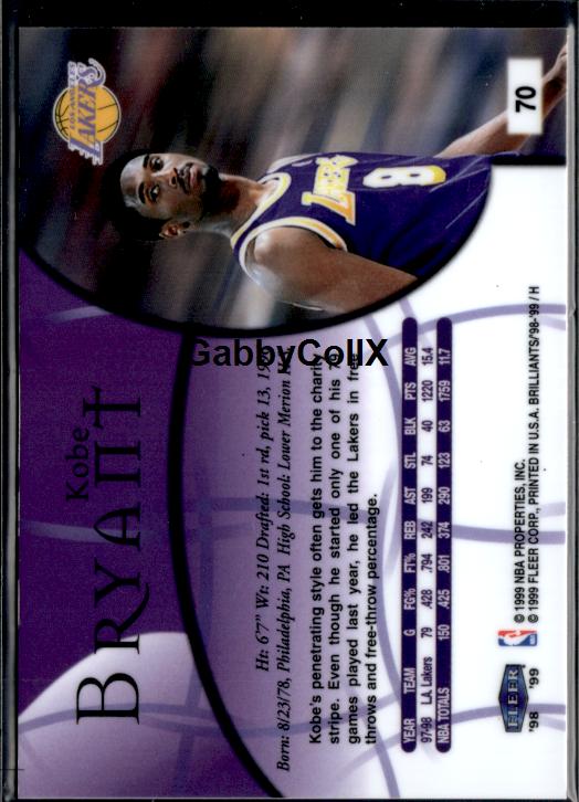 1998-99 Fleer Brilliants #70 Kobe Bryant