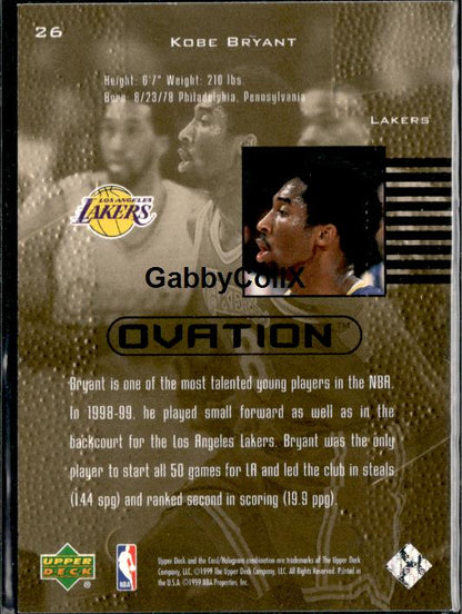 1999-00 Upper Deck Ovation #26 Kobe Bryant