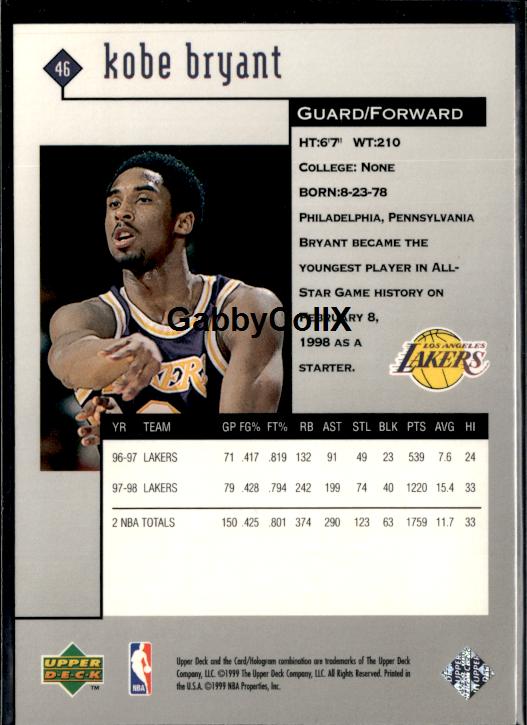 1998-99 Upper Deck Black Diamond #46 Kobe Bryant