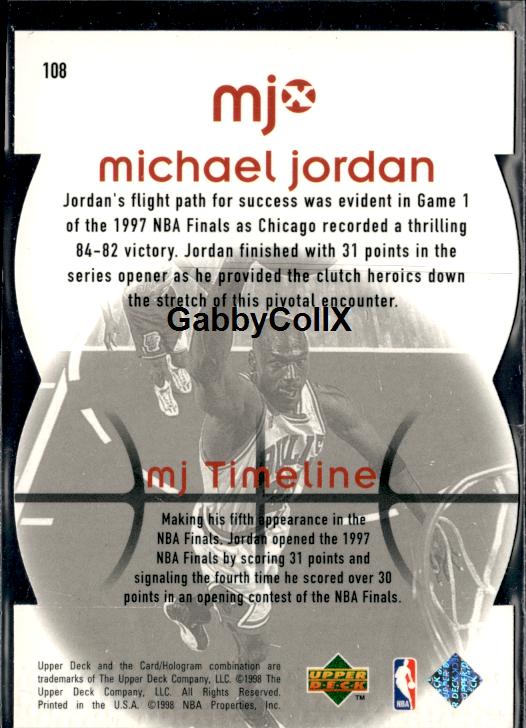 1998 Upper Deck MJx #108 Michael Jordan Timepieces Red #/2300 #inoc - Back