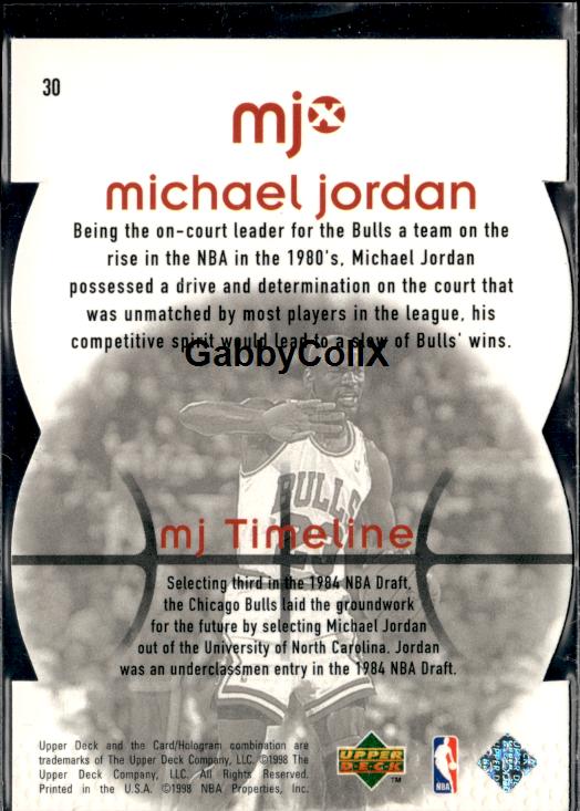 1998 Upper Deck MJx #30 Michael Jordan Timepieces Red #/2300 #inol - Back