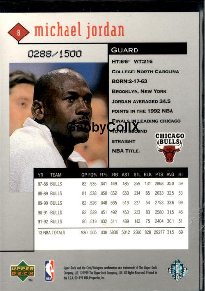 1998-99 Upper Deck Black Diamond #8 Michael Jordan Triple Diamond #/1500 #inor - Back