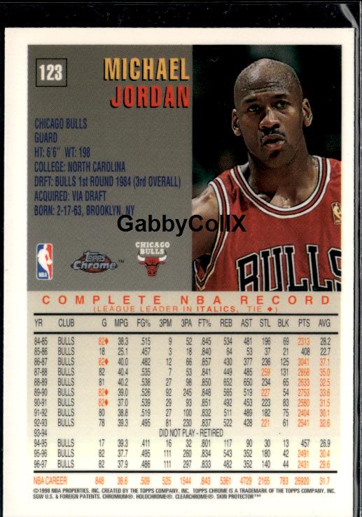 1997-98 Topps Chrome #123 Michael Jordan #inp8 - Back