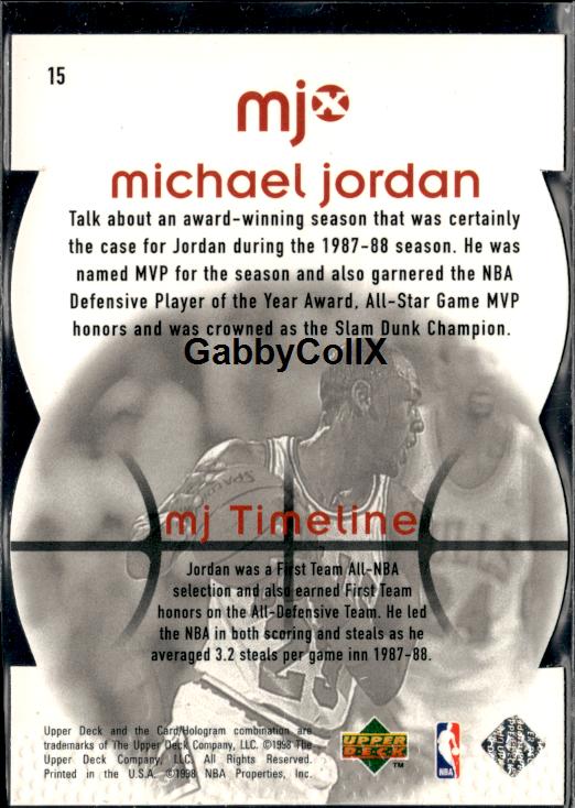 1998 Upper Deck MJx #15 Michael Jordan Timepieces Red #/2300 #inpb - Back