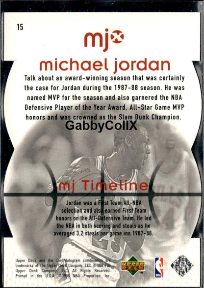 1998 Upper Deck MJx #15 Michael Jordan Timepieces Red #/2300 #inpb - Back