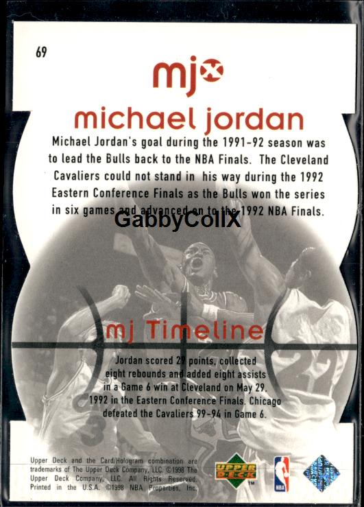 1998 Upper Deck MJx #69 Michael Jordan Timepieces Red #/2300 #inpl - Back