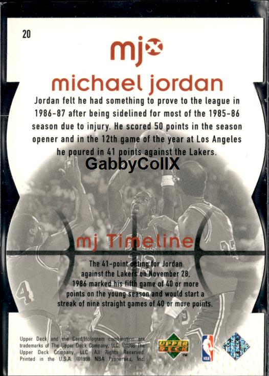 1998 Upper Deck MJx #20 Michael Jordan Timepieces Red #/2300 #inpo - Back