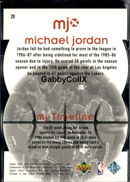 1998 Upper Deck MJx #20 Michael Jordan Timepieces Red #/2300 #inpo - Back