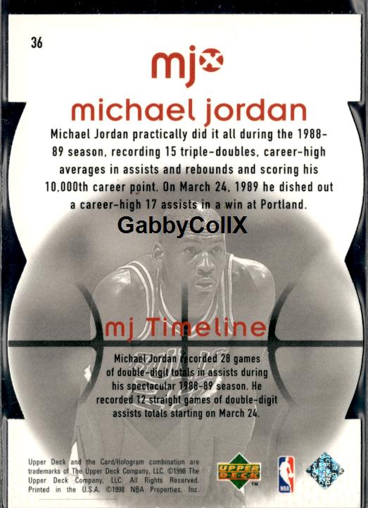 1998 Upper Deck MJx #36 Michael Jordan Timepieces Red #/2300 #inq0 - Back