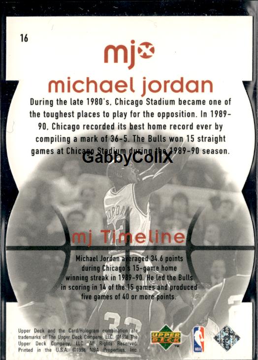 1998 Upper Deck MJx #20 Michael Jordan Timepieces Red #/2300 #inqc - Back