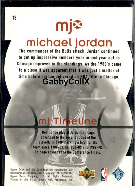 1998 Upper Deck MJx #13 Michael Jordan Timepieces Red #/2300 #inqi - Back