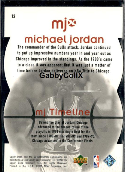 1998 Upper Deck MJx #13 Michael Jordan Timepieces Red #/2300 #inqi - Back