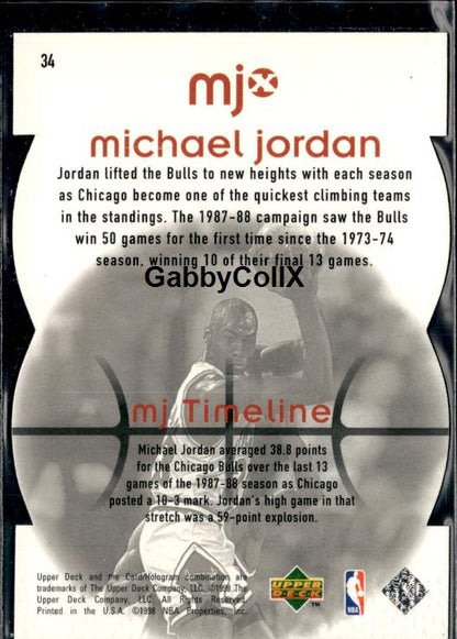 1998 Upper Deck MJx #34 Michael Jordan Timepieces Red #/2300 #inql - Back
