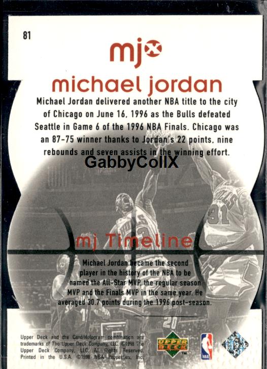 1998 Upper Deck MJx #81 Michael Jordan Timepieces Red #/2300 #inqp - Back