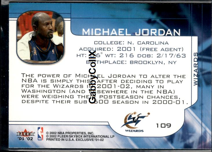 2001-02 Fleer Exclusive #109 Michael Jordan MembersOnly #inrp - Back