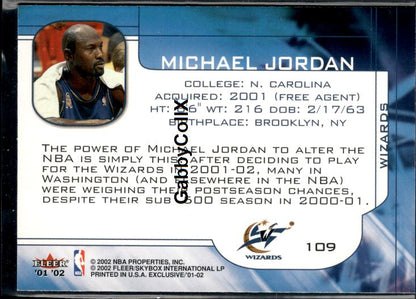 2001-02 Fleer Exclusive #109 Michael Jordan MembersOnly #inrp - Back