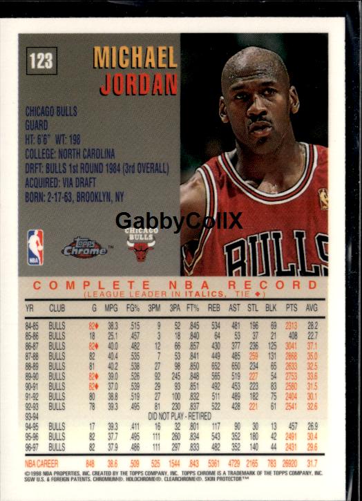 1997-98 Topps Chrome #123 Michael Jordan #iop3 - Back