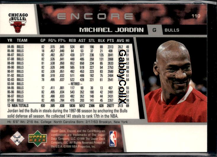 1998-99 Upper Deck Encore #110 Michael Jordan #iop6 - Back