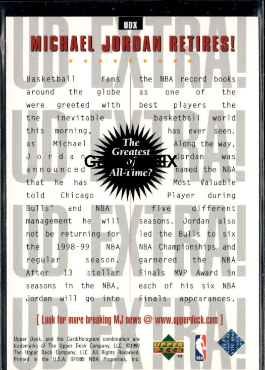 1998-99 Upper Deck #UDX Michael Jordan #iope - Back