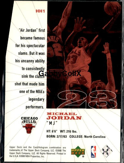 1999-00 Upper Deck Legends #HH1 Michael Jordan History's Heroes #iopg - Back