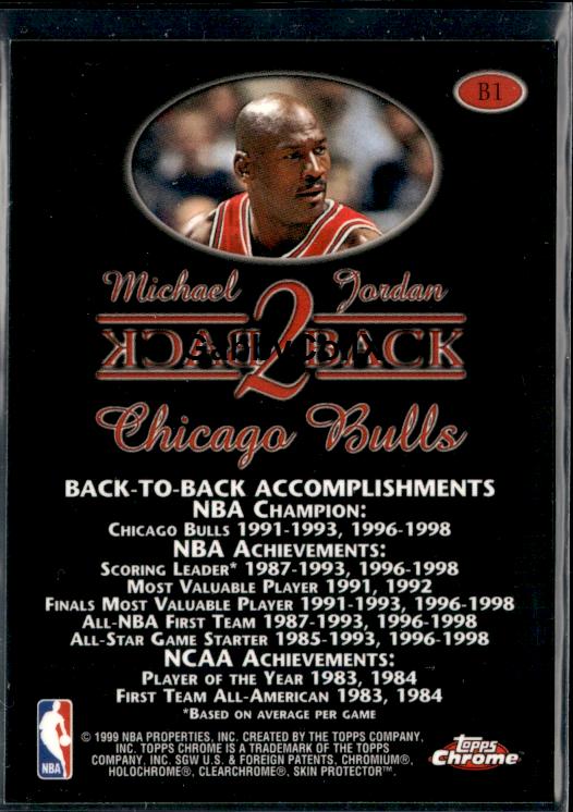 1998-99 Topps Chrome #B1 Michael Jordan Back 2 Back #iopk - Back