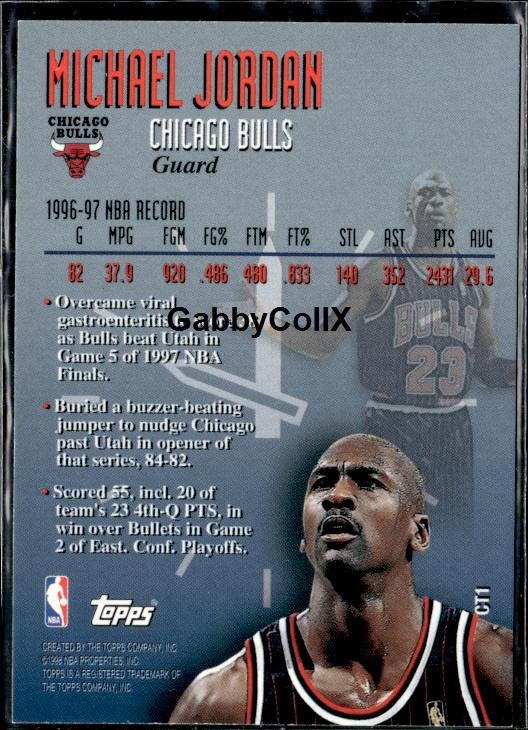 1997-98 Topps #CT1 Michael Jordan Clutch Time #iopx - Back