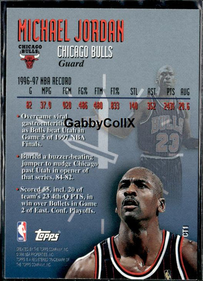 1997-98 Topps #CT1 Michael Jordan Clutch Time #iopx - Back