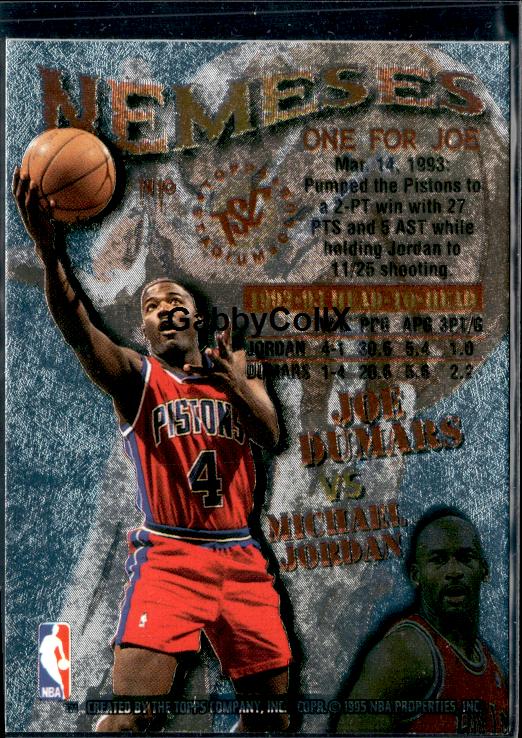 1995-96 Stadium Club #N10 Michael Jordan / Joe Dumars Nemeses #ioru - Back