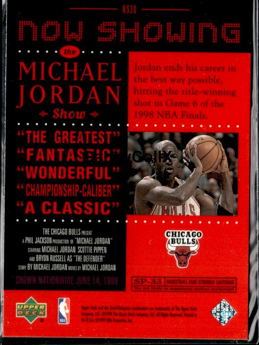 1999-00 Upper Deck #NS30 Michael Jordan Now Showing #iouc - Back