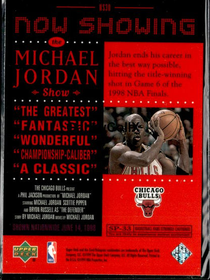 1999-00 Upper Deck #NS30 Michael Jordan Now Showing #iouc - Back