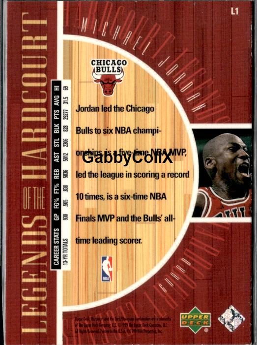 1999-00 Upper Deck Hardcourt #L1 Michael Jordan Legends of the Hardcourt #iouo - Back