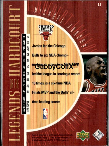 1999-00 Upper Deck Hardcourt #L1 Michael Jordan Legends of the Hardcourt #iouo - Back