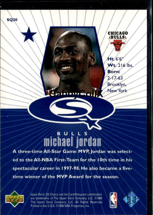 1998-99 UD Choice #SQ30 Michael Jordan StarQuest Blue #iowp - Back