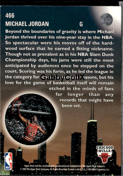 1993-94 Upper Deck #466 Michael Jordan #ip2r - Back