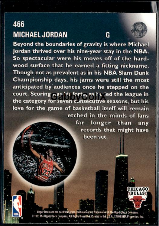 1993-94 Upper Deck #466 Michael Jordan #ip2x - Back