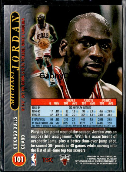 1996-97 Stadium Club #101 Michael Jordan #ip47 - Back