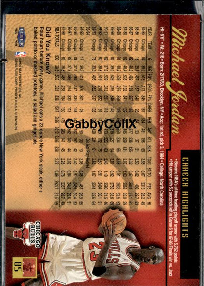 1998-99 Ultra #85 Michael Jordan #ip4i - Back
