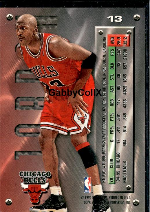 1995-96 Metal #13 Michael Jordan Silver Spotlight #ip83 - Back