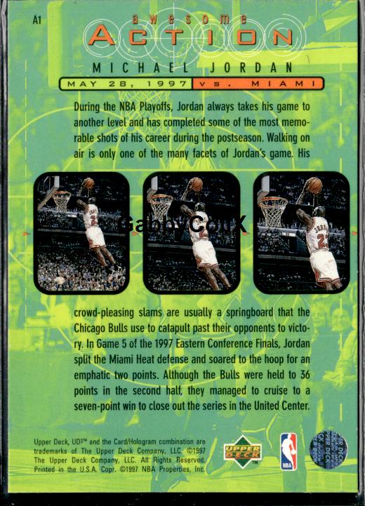 1997-98 Upper Deck UD3 #A1 Michael Jordan Awesome Action #ip8n - Back
