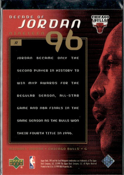 1999-00 SPx #J7 Michael Jordan Decade of Jordan #ip9k - Back