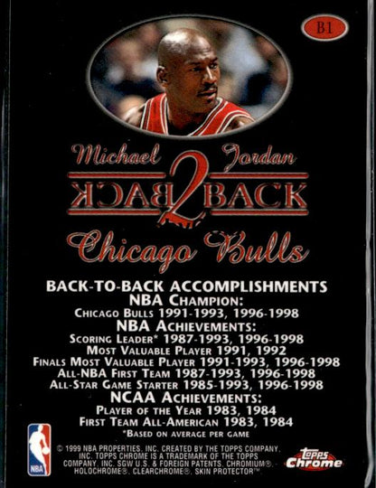 1998-99 Topps Chrome #B1 Michael Jordan Back 2 Back #ip9m - Back