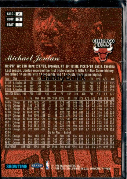 1997-98 Flair Showcase #1 Michael Jordan #ipal - Back