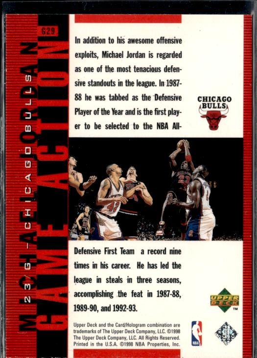 1998 Upper Deck MJ #G29 Game Action Red #/2300 #isdt - Back