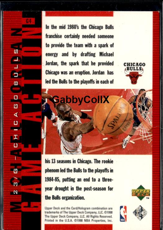1998 Upper Deck MJ #G4 Game Action Red #/2300 #isej - Back