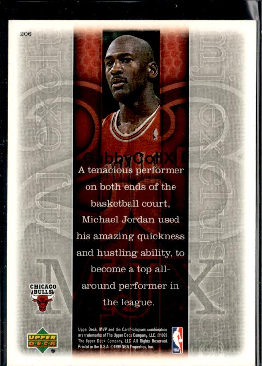 1999-00 Upper Deck MVP #206 Michael Jordan #isgr - Back